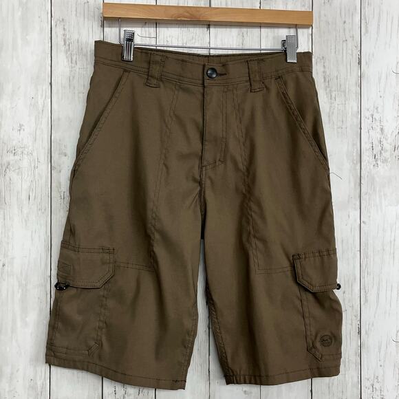 Wrangler Boys Brown Tan Lightweight Cargo Utility Hiking Outdoor Nylon Shorts 16 - Picture 1 of 12